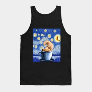 Cappuccino coffee lover great wave off kanagawa Van Gogh starry night Tank Top